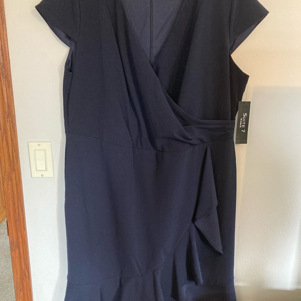 Sophisticated Asymmetrical Navy Dress